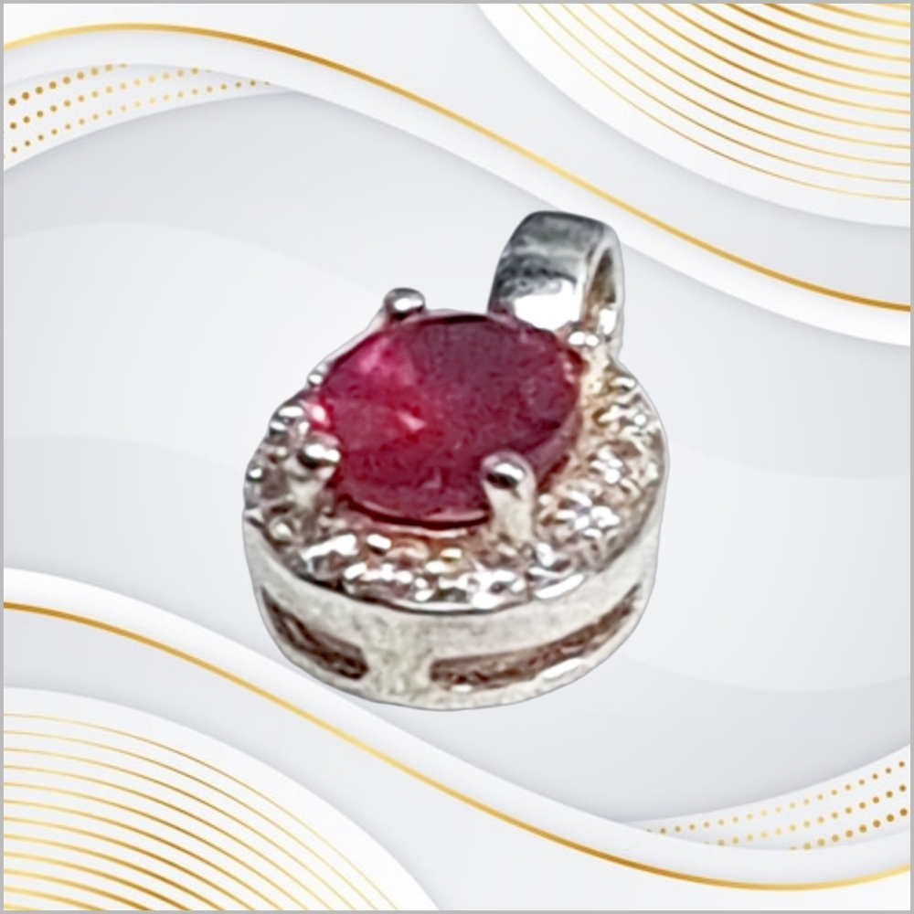 Stauer Italy ~ Sterling Silver Ruby Color CZ Stone Pendant - Picture 5 of 6